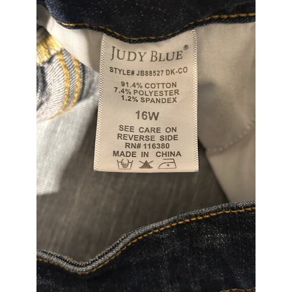 Judy Blue Jeans 16W Dark Wash Stretch Denim Skinny Fit Raw Hem JB88527 - Picture 3 of 9